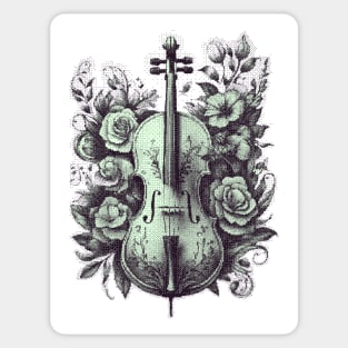 Cello & roses pixel art nokia green Sticker